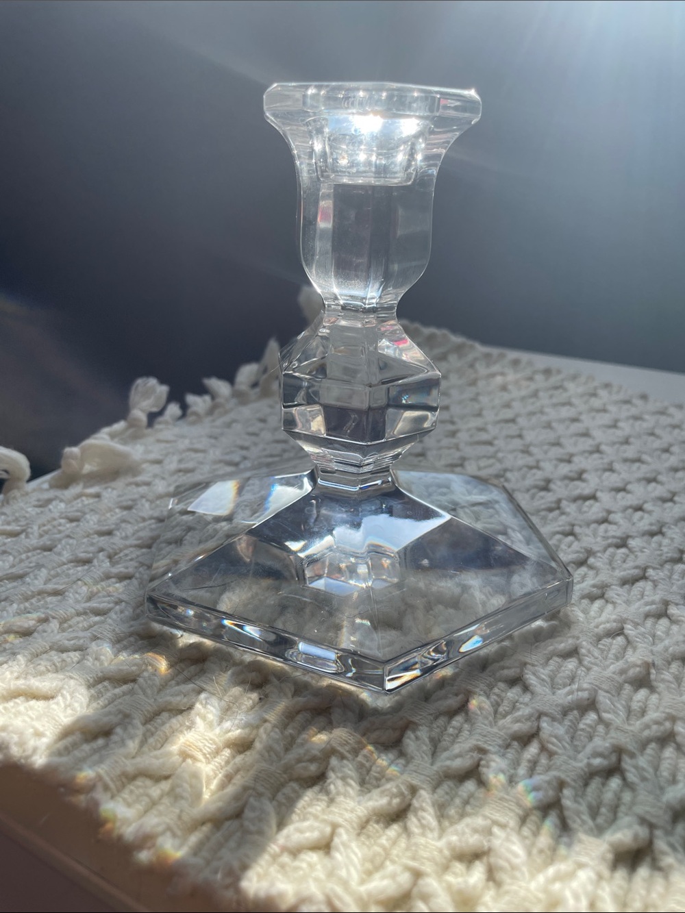 VTG VAL ST LAMBERT CRYSTAL CANDLEHOLDER